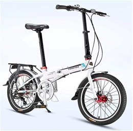 IMBM vélo IMBM Adultes vélo Pliant, 20 Pouces 7 Vitesse Pliable vélos, Super Compact Urban Commuter vélos, Pliable vélo avec Anti-Skid et des pneus résistant à l'usure (Color : White)