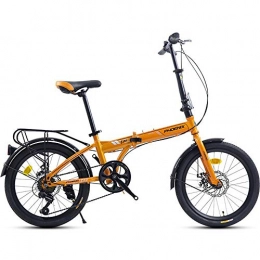 Implicitw Vélo Pliant Ultra léger Portable 7 Vitesses Petite Roue Type Tout-Terrain 20 Pouces Adulte-Orange