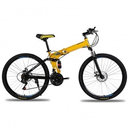 JF-XUAN vélo JF-XUAN vélo Sports de Plein air 26 Pouces VTT en Acier au Carbone Cadre Pliant 24 Speed ​​Shift VTT vélo Pliant vélo à Suspension Double (Color : Yellow)