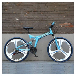 JF-XUAN vélo JF-XUAN vélo Sports de Plein air VTT Vélo Vélo Bicyclettes Vélo 24 à Deux Vitesses Freins à Disque Suspension Fourche Vélo 26" Haut en Acier au Carbone vélo Pliant (Color : Blue)