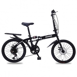 JLQWE vélo JLQWE Vélo VTT Mountain Bike, 20 « » Vélos Pliables for Les Hommes / Femmes / Adulte / Étudiant Léger Carbone Cadre en Acier avec Damping Backseat (Color : Black)