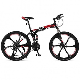 JLQWE vélo JLQWE Vélo VTT Mountain Bike, 26 Pouces Pliable Hardtail Vélos, Full Suspension Et Double Disque De Frein, Cadre en Acier Au Carbone (Color : Red, Size : 21-Speed)