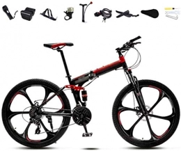 JYD Vélos pliant JYD Vélo 24-26 Pouces VTT, vélo Pliant de Banlieue Unisexe, 30 Engrenages de Vitesse Bicyclette Pliante à Double Frein à Disque / Rouge / B-Rad / 24 « 29.5