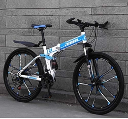 JYTFZD vélo JYTFZD WENHAO Vélos pliants de VTT de Montagne, 26 Pouces à Double Disque à 24 Vitesses 7 Vitesses de Suspension Pleine Suspension antidérapante, Cadre léger, Fourche Suspension (Color : Blue)