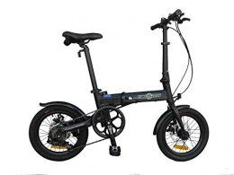 K+POP vélo K+POP 16AF02BL Vélo de ville pliable en alliage léger 40, 6 cm, 6 SP, double freins à disque