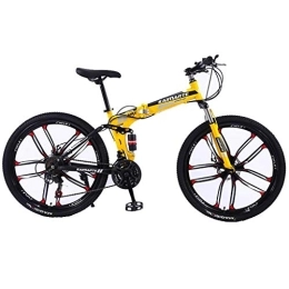 Kays vélo Kays VTT Vélo de Montagne 26” Femmes / Hommes Vélo De Montagne 21 / 24 / 27 Cadre Pliable en Acier Délais Carbone Suspension Intégrale Pleine Roue (Color : Yellow, Size : 24speed)
