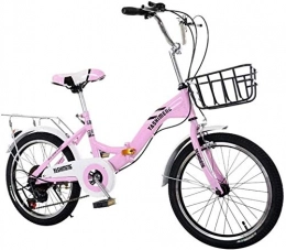 KRXLL Vélos pliant KRXLL Vélo Pliant Vélo Pliant pour Enfant à Vitesse Variable de 20 Pouces Vélo Portable à Vitesse Ultra légère-Rose