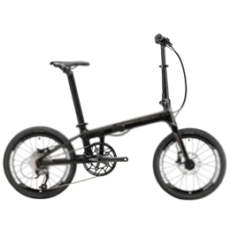 LIANAI zxc Bikes Vélo pliable en carbone 20 pouces Cadre en fibre de carbone Mini vélo de ville léger pliable 9 vitesses/vitesses (couleur : noir, taille : 9 vitesses_20 pouces (150-200 cm)