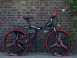 Liutao Vélos pliant Liutao Vélo de montagne pliable 26 pouces 21 vitesses Double frein à disque Vélo de montagne pliable Convient aux adultes 24" S Noir et rouge