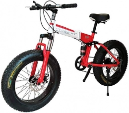 LJ vélo LJ 26 pouces 27 vitesses vélos de montagne pliants avec 4.0 'gros pneus vélos de neige, VTT tout suspendu à double freins à disque, vélo de montagne, blanc, rouge