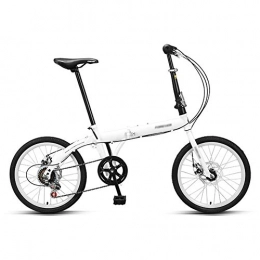 LYRONG vélo LYRONG 6 Vitesses Pliable vélos, avec Siège Réglables 20 Pouces Vélo Pliant Cadre en Acier au Carbone Vélo de Ville Pliant, White