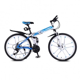 LYRWISHPB vélo LYRWISHPB Pliable Mountainbike 24 / 26 Pouces, VTT Vélo avec Jante, VTT légers vélos, Amortisseur Cadre Pliant 24 Vitesse Multicolor en Option (Color : White Blue, Size : 26in)