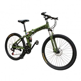 LYRWISHPB vélo LYRWISHPB Pliant VTT en Acier au Carbone à Haute mécanique Freins à Disque 21 / 24 Vitesses vélos complets Suspension Vélo VTT (Couleur: Noir, Rouge, Jaune, Vert) (Color : Green, Size : 24 Speed)