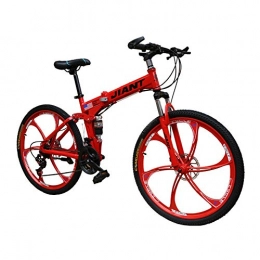 LYRWISHPB vélo LYRWISHPB Vélo de Route-vélos de VTT Double-Freins à Disque Pliant 21 / 24 Vitesses Vélos Sport Intégré-Montagne Roue de Bicyclette (Noir, Vert, Rouge, Jaune) (Color : Red, Size : 24 Speed)