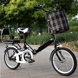 ASPZQ Vélos pliant Mini Vélo De Banlieue Portable, Confortable Portable Portable Mobile Compact Pliant Bicyclette Adulte Adulte Vélo Léger, Noir, 16 inches