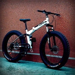 MJY vélo MJY Vélo 26 pouces VTT, vélo pliant à queue souple en acier à haute teneur en carbone, siège réglable pour vélo de montagne tout-terrain, double absorption des chocs 6-24, Blanc noir