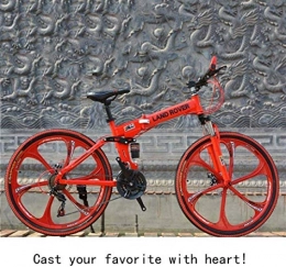 MJY vélo MJY Vélo 26 pouces VTT, vélo pliant à queue souple en acier à haute teneur en carbone, siège réglable pour vélo de montagne tout-terrain, double absorption des chocs 6-24, ré