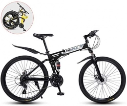 MJY Vélos pliant MJY Vélo de montagne, vélos pliants en acier au carbone de 26 pouces, vélo adulte à vitesse variable à double choc, roues à 30 rayons 6-6), Noir, 26 po (21 vitesses)
