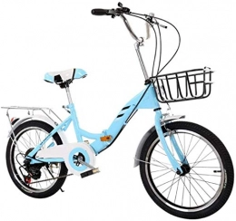 MJY Vélos pliant MJY Vélo pliant 20 pouces vélo pliant adulte vitesse ultra légère vélo portable à l'école vélo pliant rapide vélo à une vitesse 6-11, Bleu