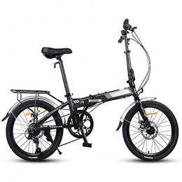 MJY Vélos pliant MJY Vélo pliant, vélo pliable léger pour femmes adultes, mini-vélos 20 pouces à 7 vitesses, vélo de banlieue à cadre renforcé, cadre en aluminium, gris, Noir