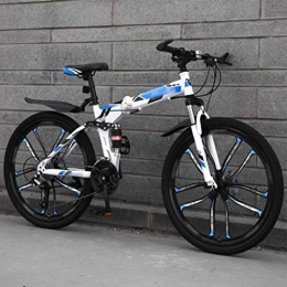 MJY vélo MJY Vélo VTT Vélos pliants, vélo à suspension complète à double frein à disque 27 vitesses, vélos hors route à vitesse variable de 26 pouces pour hommes et femmes 6-24, Bleu