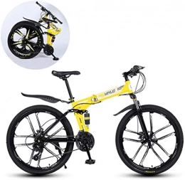 MJY vélo MJY Vélos de montagne, cadre pliant en acier à haute teneur en carbone 26 pouces à double absorption des chocs à vitesse variable dix roues de coupe vélo pliable 6-6, 21 vitesses