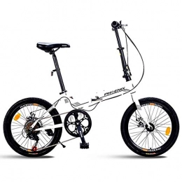 MJY Vélos pliant MJY Vélos pliants pour adultes, mini vélo pliable avec frein à disque de 20 'à 7 vitesses, vélo de banlieue léger à cadre renforcé portable en acier à haute teneur en carbone, blanc