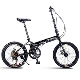 MJY Vélos pliant MJY Vélos pliants pour adultes, mini vélo pliable avec frein à disque de 20 'à 7 vitesses, vélo de banlieue léger à cadre renforcé portable en acier à haute teneur en carbone, Noir