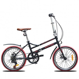 MJY vélo MJY Vélos pliants pour adultes, vélo pliable avec frein à disque à 6 vitesses de 20 pouces, vélo de banlieue léger à cadre renforcé portable avec ailes avant et arrière, Noir