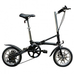 MJY vélo MJY Vélos pliants pour adultes, vélo pliable Mini frein à disque de 14 pouces, vélo de banlieue à cadre renforcé Super Compact en acier à haute teneur en carbone, Noir, 7 vitesses
