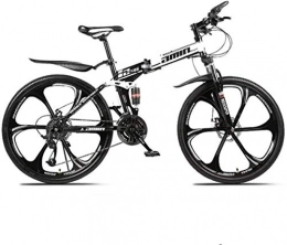 MJY vélo MJY Vélos pliants VTT, 26 pouces 21 vitesses Double frein à disque Suspension intégrale antidérapante, cadre en aluminium léger, fourche à suspension, blanc, C 6-6