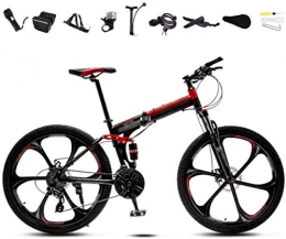 MJY vélo MJY Vélos Vélo vtt 24-26 pouces, vélo de banlieue pliable unisexe, vélo pliable à 30 vitesses, frein à double disque / roue rouge / B / 26 '' 5-25