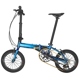  Vélos pliant Mountain Bike Blue Bike Folding Bike Comfortable Seat, Non-Slip and Wear-Resistant Tires, High-Carbon Steel Frame 16 inch