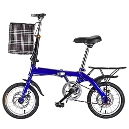 vélo Mountain Bike Blue Bike Folding Bike Speed Adjustable Saddle, Handlebar, Wear-Resistant Tires, Thickened Carbon Steel Frame with Basket