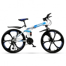 Mountain Bikes vélo Mountain Bikes Vélo VTT pliable Hardtail 24" / 26" avec 6 roues de coupe, bleu, 24 niveaux