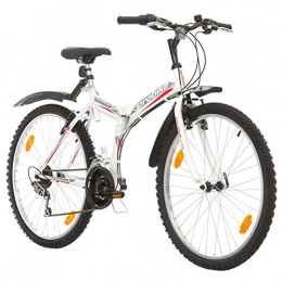 Multibrand Distribution vélo Multibrand Distribution Probike Vélo Pliant Pliant 26 Pouces, vélo Pliant 18 Vitesses, vélo Homme et vélo Femme, adapté de 160-180 cm (Rouge-Gris + Garde-Boue)