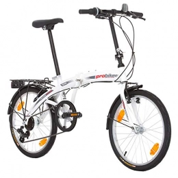 Multibrand Distribution vélo Multibrand Probike 20 Pouces Vélo Pliant, Shimano 6 Vitesses, vélo Homme et vélo garçon, Convient de 155 cm à 185 cm (Blanc)