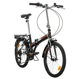 Multibrand Distribution vélo Multibrand PROBIKE Vélo pliant 20 ", vélo pliant, Shimano 6 vitesses, vélo pour homme et garçon, garde-boue, convient à partir de 155 cm à 185 cm (noir rouge)