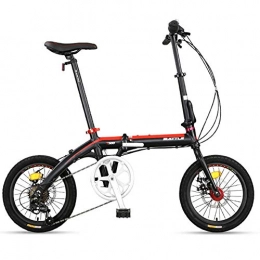 NENGGE vélo NENGGE Adulte Vélo Pliant, Ultra léger Cadre en Aluminium Bicyclette Pliable, 16" 7 Vitesses Hommes Femmes Micro - Vélo Pliante, Simple à Transporte, Rouge
