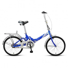 NENGGE vélo NENGGE Femmes Vélo Pliant, Adulte Ultra léger Micro - Vélo Pliante, Acier Haute Teneur en Carbone, Mono-Vitesse Vélo de Ville Pliant, Bleu, 20 inches