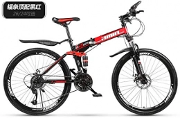 NENGGE vélo NENGGE Vélo pliant, Adulte 30 vitesses équipement complet de suspension à double VTT de frein à disque, en acier haute teneur en carbone vélo pliant de fond (Color : Red)