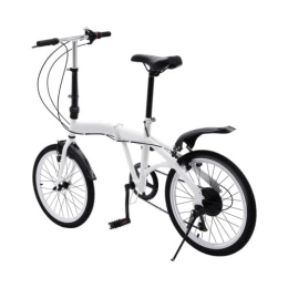 Neugeb Vélo pliant 20 pouces - Vélo pliable - 6 vitesses - Charge maximale : 90 kg - Pour adulte - Vélo de ville - Frein en V - Blanc