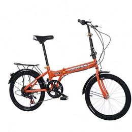 nobran Vélos pliant Nobran Vélo pliable à vitesse variable de 50, 8 cm pour adultes de voyage, vélo de voyage pliable pour les navetteurs, support de transport et sac de rangement en nylon épais, Orange, 50, 8 cm