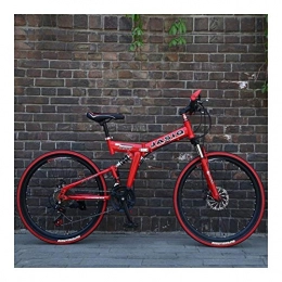 NOLOGO Vélos pliant NoraHarry Flower 26 pouces 21 vitesses double frein à disque VTT pliant vélo adapté for les adultes Love sports (Color : F Red and black)
