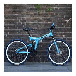 NOLOGO Vélos pliant NoraHarry Flower 26 pouces 21 vitesses double frein à disque VTT pliant vélo adapté for les adultes Love sports (Color : F sky blue)