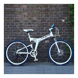 NOLOGO Vélos pliant NoraHarry Flower 26 pouces 21 vitesses double frein à disque VTT pliant vélo adapté for les adultes Love sports (Color : F White and blue)