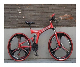 NOLOGO Vélos pliant NoraHarry Flower 26 pouces 21 vitesses double frein à disque VTT pliant vélo adapté for les adultes Love sports (Color : S Red and black)