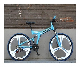 NOLOGO Vélos pliant NoraHarry Flower 26 pouces 21 vitesses double frein à disque VTT pliant vélo adapté for les adultes Love sports (Color : S sky blue)
