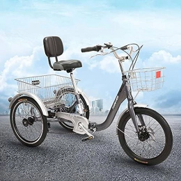 OHHG Vélo croisière Pliant Trois Roues avec Panier Chargement Tricycle Adulte 7 Vitesses Les Loisirs, Exercice magasinage, vélo Hommes et Femmes (Taille: Noir)