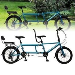 OPSREY Vélo Tandem, vélo de Plage Pliable de 20 Pouces, vélos Tandem de Ville, Trois Places, 7 Vitesses réglables, Charge maximale 200 kg, Taille 210 x 35 x 110 cm/110 x 35 x 62 cm. Blue